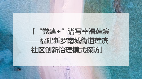 “党建+”谱写幸福莲滨——福建新罗南城街道莲滨社区创新治理模式探访