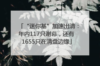 “迷你基”加速出清：年内117只谢幕，还有1655只在清盘边缘