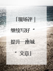 现场评｜继续写好“提升一座城”文章