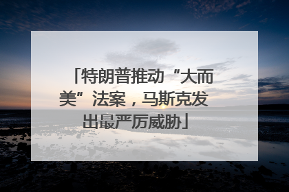 特朗普推动“大而美”法案，马斯克发出最严厉威胁