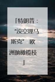 特朗普：“没空理马斯克” 欧洲抛橄榄枝