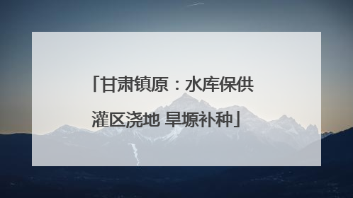 甘肃镇原：水库保供 灌区浇地 旱塬补种
