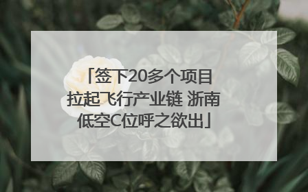 签下20多个项目 拉起飞行产业链 浙南低空C位呼之欲出