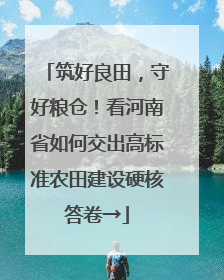 筑好良田，守好粮仓！看河南省如何交出高标准农田建设硬核答卷→