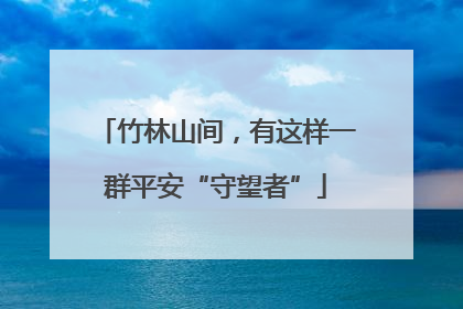 竹林山间，有这样一群平安“守望者”