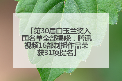 第30届白玉兰奖入围名单全部揭晓，腾讯视频16部制播作品荣获31项提名