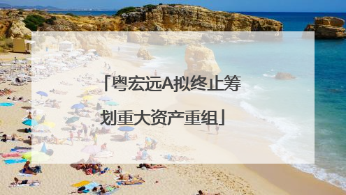 粤宏远A拟终止筹划重大资产重组