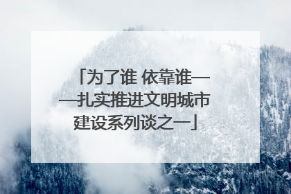 为了谁 依靠谁——扎实推进文明城市建设系列谈之一