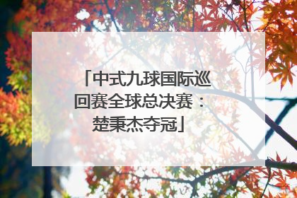 中式九球国际巡回赛全球总决赛：楚秉杰夺冠