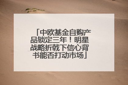 中欧基金自购产品锁定三年！明星战略折戟下信心背书能否打动市场