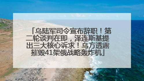 乌陆军司令宣布辞职！第二轮谈判在即，泽连斯基提出三大核心诉求！乌方透露摧毁41架俄战略轰炸机