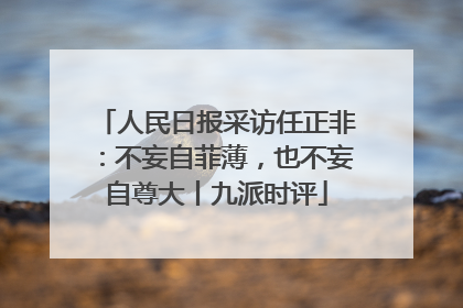 人民日报采访任正非：不妄自菲薄，也不妄自尊大丨九派时评