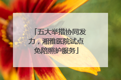 五大举措协同发力，湘雅医院试点免陪照护服务