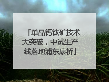 单晶钙钛矿技术大突破，中试生产线落地浦东康桥