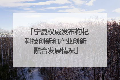 宁夏权威发布枸杞科技创新和产业创新融合发展情况