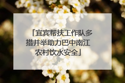 宜宾帮扶工作队多措并举助力巴中南江农村饮水安全