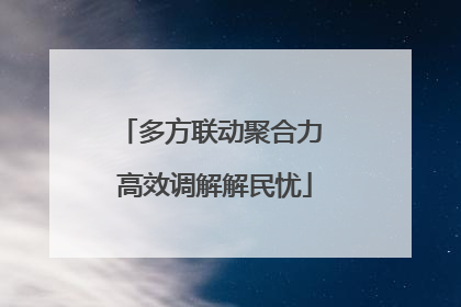 多方联动聚合力 高效调解解民忧