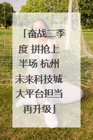 奋战二季度 拼抢上半场 杭州未来科技城大平台担当再升级