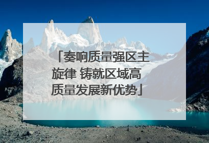 奏响质量强区主旋律 铸就区域高质量发展新优势