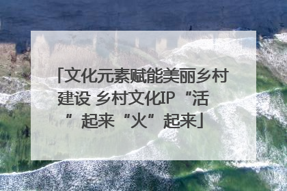 文化元素赋能美丽乡村建设 乡村文化IP“活”起来“火”起来
