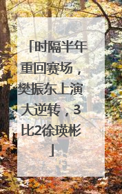 时隔半年重回赛场，樊振东上演大逆转，3比2徐瑛彬