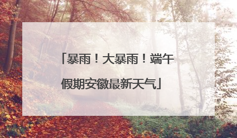 暴雨！大暴雨！端午假期安徽最新天气