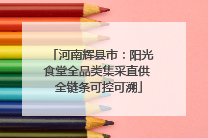 河南辉县市：阳光食堂全品类集采直供 全链条可控可溯