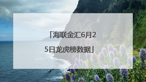 海联金汇6月25日龙虎榜数据