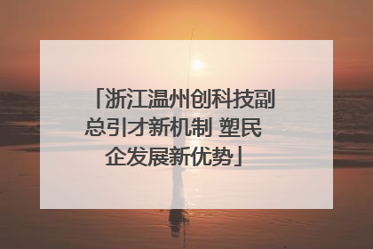 浙江温州创科技副总引才新机制 塑民企发展新优势