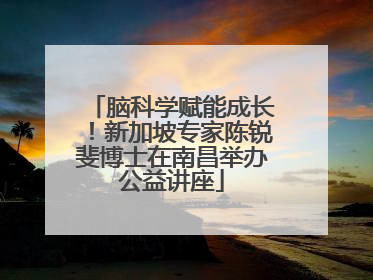 脑科学赋能成长！新加坡专家陈锐斐博士在南昌举办公益讲座