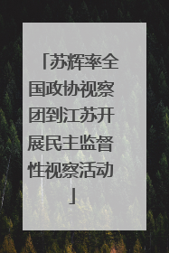 苏辉率全国政协视察团到江苏开展民主监督性视察活动