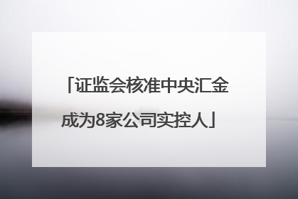 证监会核准中央汇金成为8家公司实控人