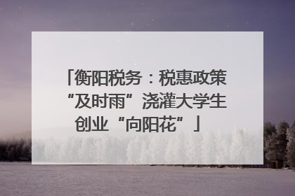 衡阳税务：税惠政策“及时雨”浇灌大学生创业“向阳花”