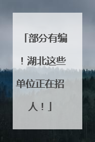 部分有编！湖北这些单位正在招人！